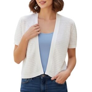 Northern Reflections Cardigan Y2K Cottage Women M Coastal Beachy Pointelle White